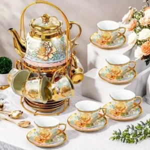 High-end Ceramic Coffee Pot + Cup Set 14pcs