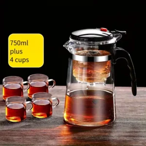 8b70d943-febc-4a95-8ef5-8c89636bcccc 5pcs Glass Tea Set with One-Touch Filter